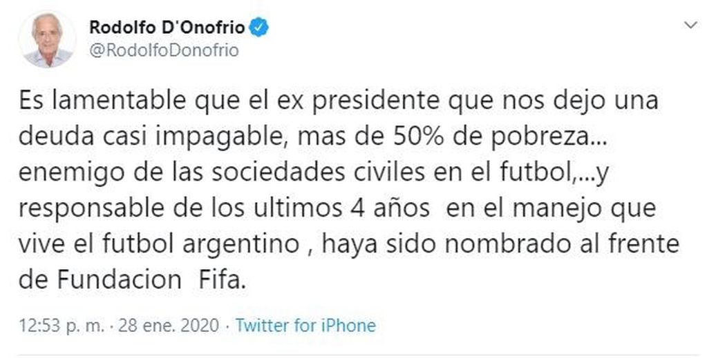 Rodolfo D'Onofrio. (Twitter)