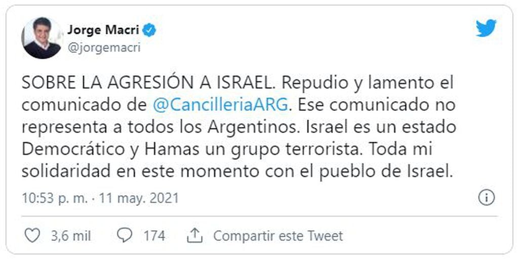 La oposición repudió el comunicado de la Cancillería Argentina sobre lel conflicto en la Franja de Gaza.