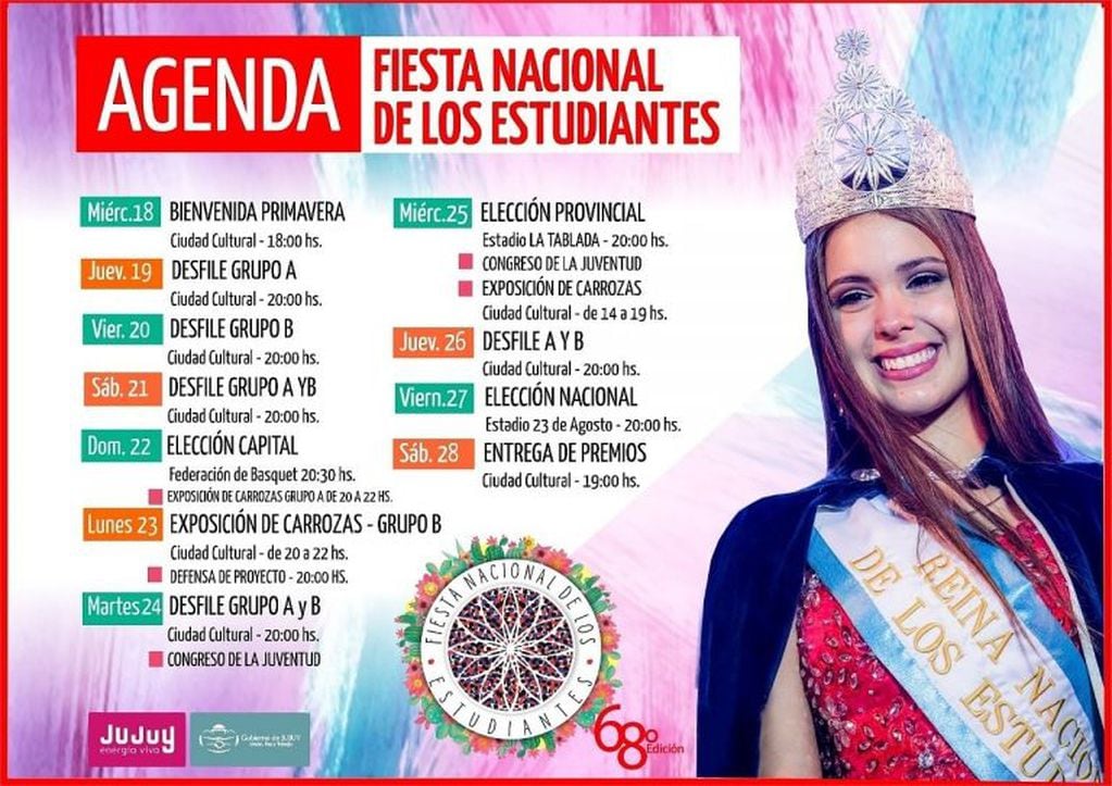 Programa de la 68va. Fiesta Nacional de los Estudiantes.