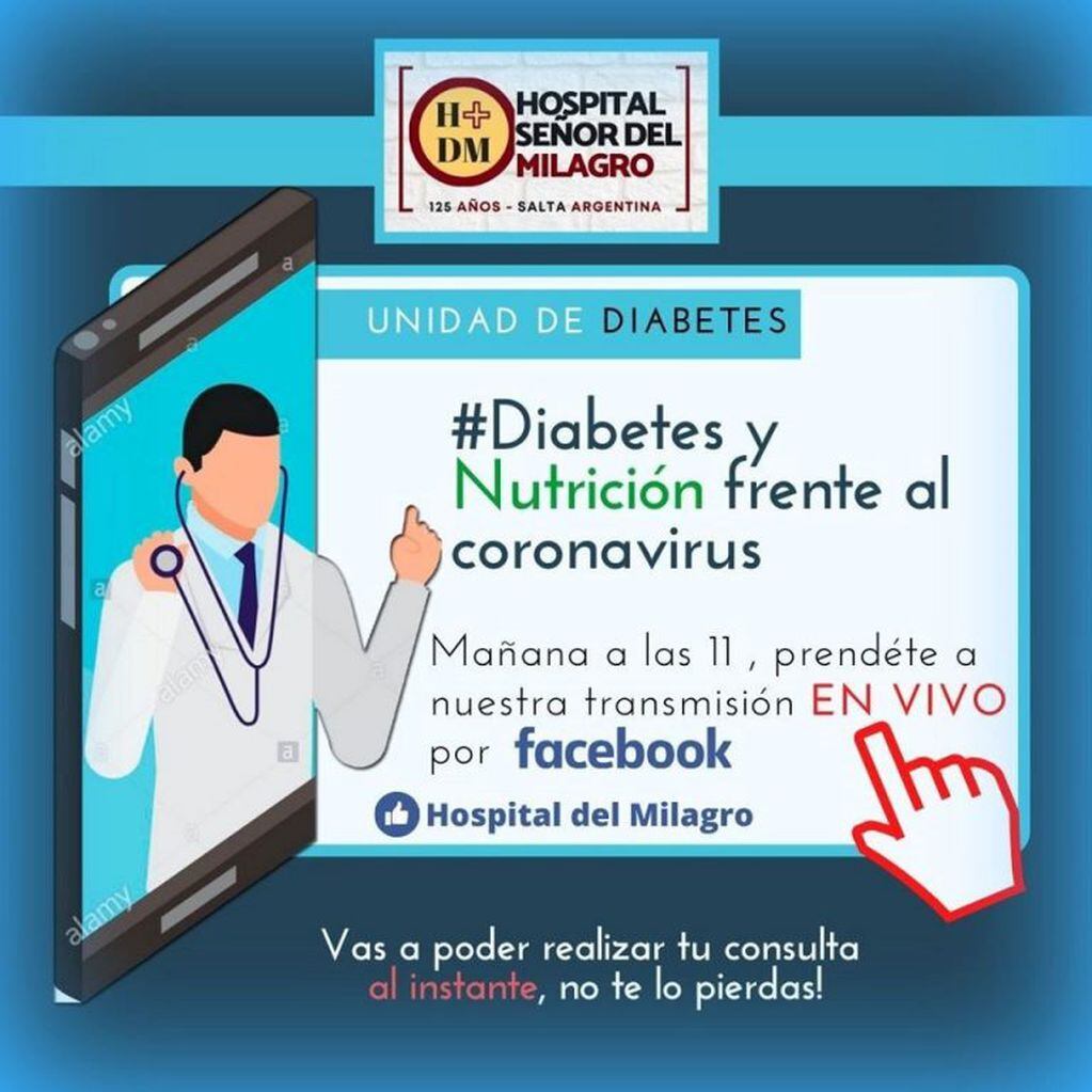 Charlas virtuales sobre diabetes (Facebook Hospital del Milagro)