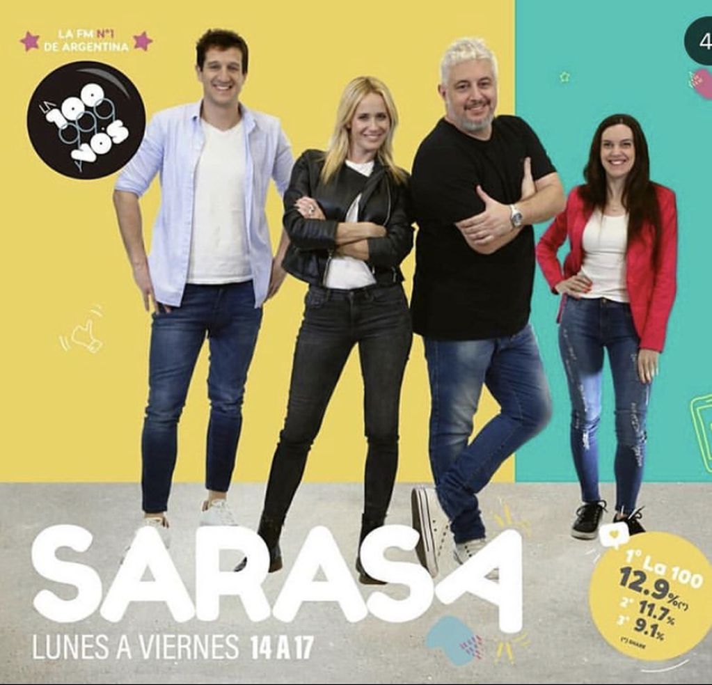 "Sarasa" de lunes a viernes, de 14 a 17 horas por la 98.3 (La 100 Carlos Paz).