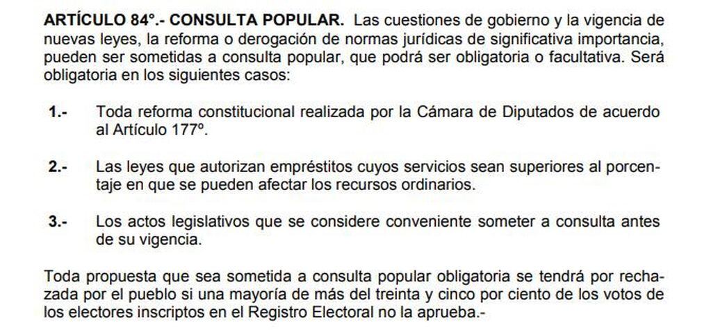 Articulo 84 de la Constitución de La Rioja sobre Consulta Popular
