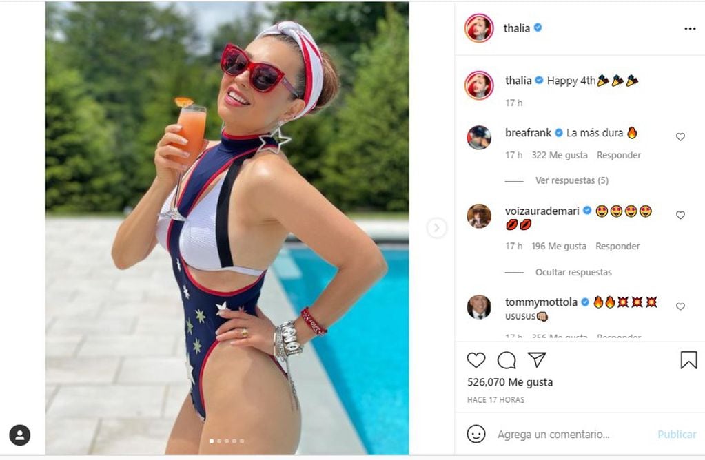 Thalía festejó la Independencia de Estados Unidos en Instagram.