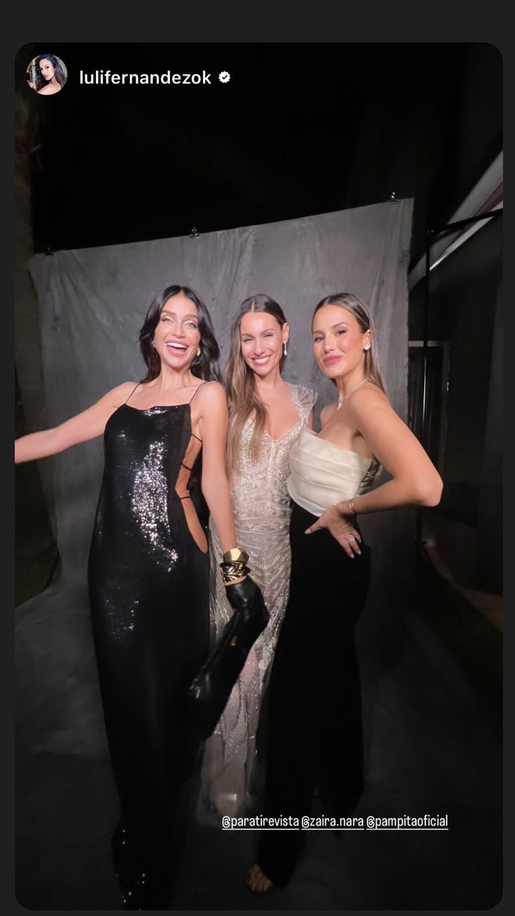 Pampita, Zaira Nara y Luli Fernández en la Gala de Para Ti
