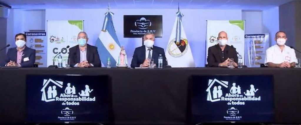 El gobernador Morales condujo una vez más la presentación del informe de situación del COE Jujuy. En esta oportunidad la novedad saliente fue la reformulación del ciclo lectivo 2020.