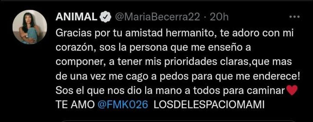 Twitter de María Becerra