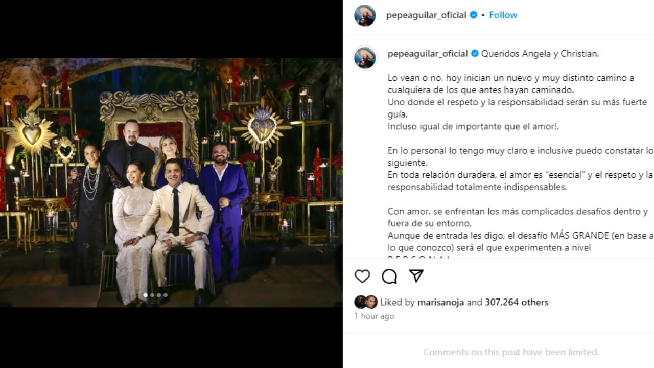 El mensaje de Pepe Aguilar, el cantante mexicano y papá de Ángela.