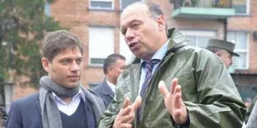 Juntos. Axel Kicillof respaldó a Sergio Berni, pero el ministro volvió a tomar distancia de la Casa Rosada. (La Voz / Archivo)