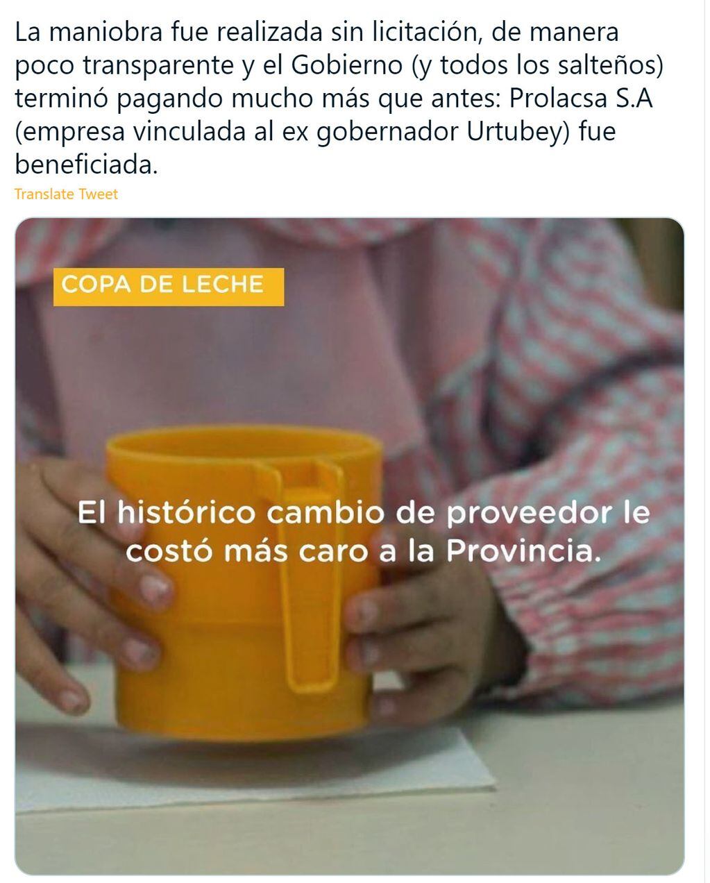 La empresa beneficiada de forma directa cobra $ 20 más el litro de leche.