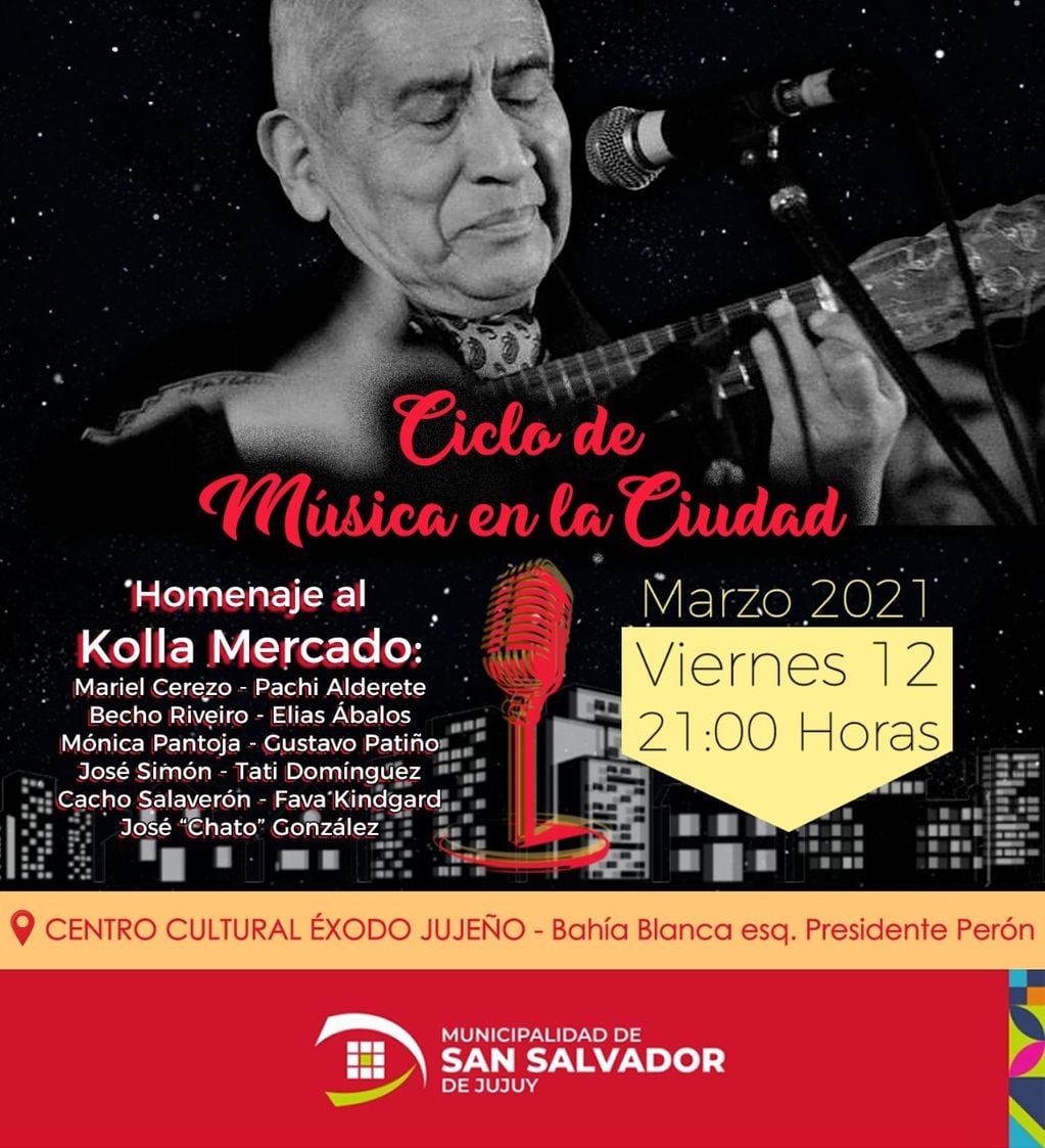 Importantes artistas jujeños recordarán a José María "Kolla" Mercado en un concierto homenaje.