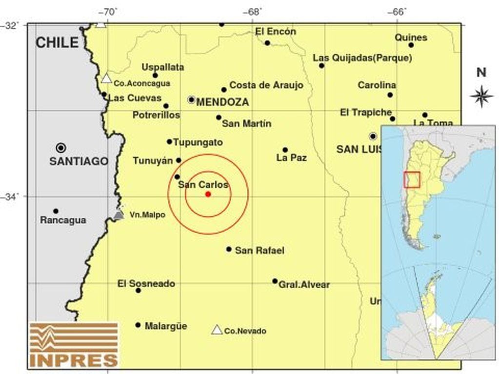 INPRES registró un sismo en Mendoza.