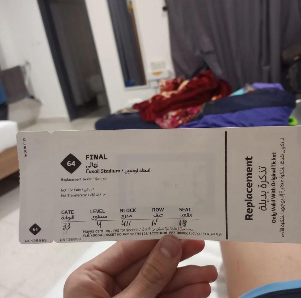 El ticket con el que ingresó Gonzalo al estadio.