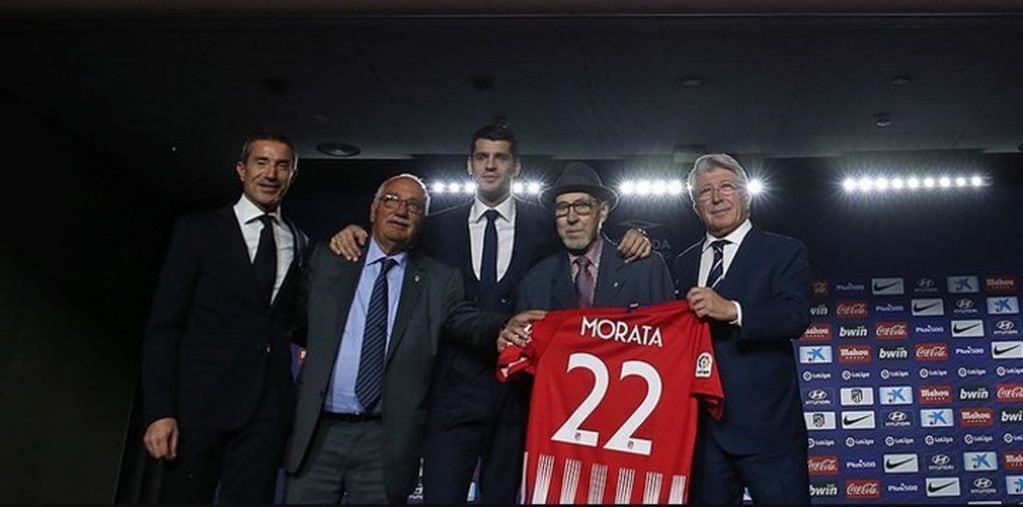 Manuel Briñas en la presentación de Álvaro Morata. Foto: Atlético de Madrid.