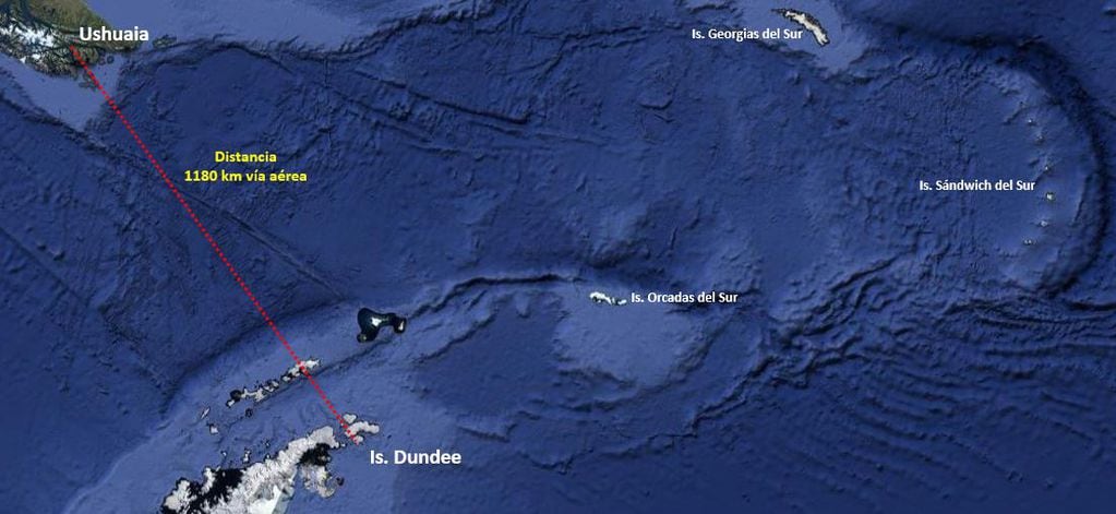 Antártida - Base Petrel, ubicada en la Isla Dundee a un poco más de 1000 kilómetros de Ushuaia. Cuenta con potencial para la construcción de muelle marítimo y pistas aéreas.