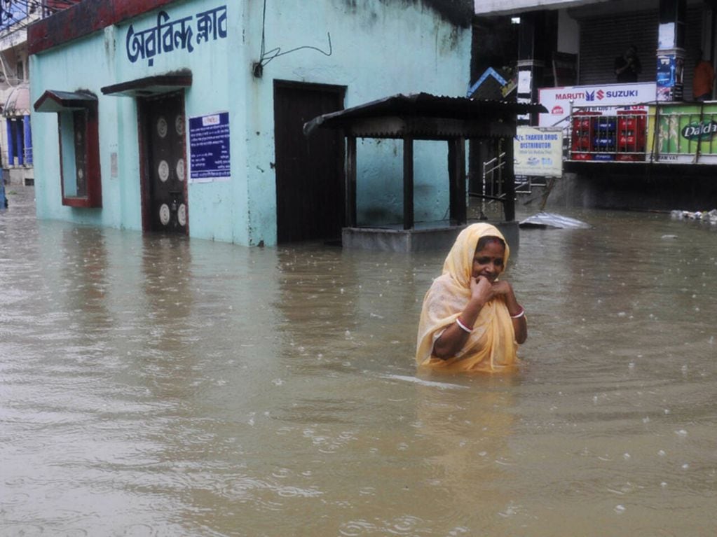 Inundaciones en India. Foto: AFP.