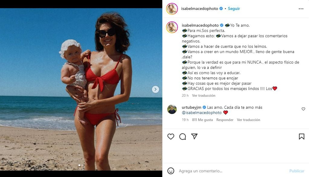 Isabel Macedo respondió ante las críticas que recibieron las fotos de su pequeña hija.