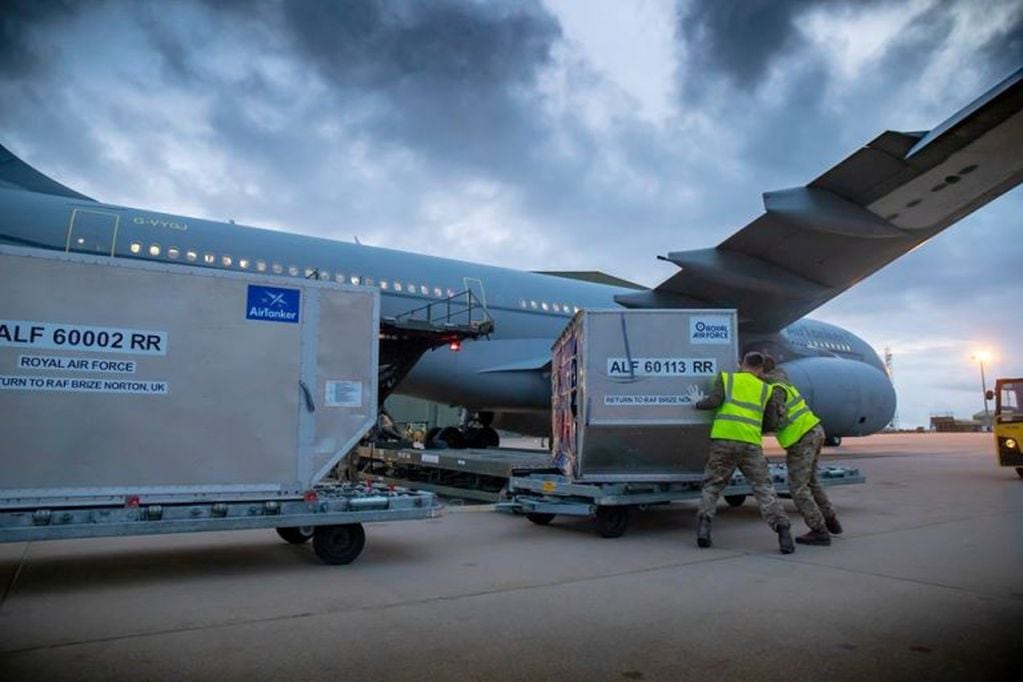 RAF puente logístico aéreo - suministros para los isleños