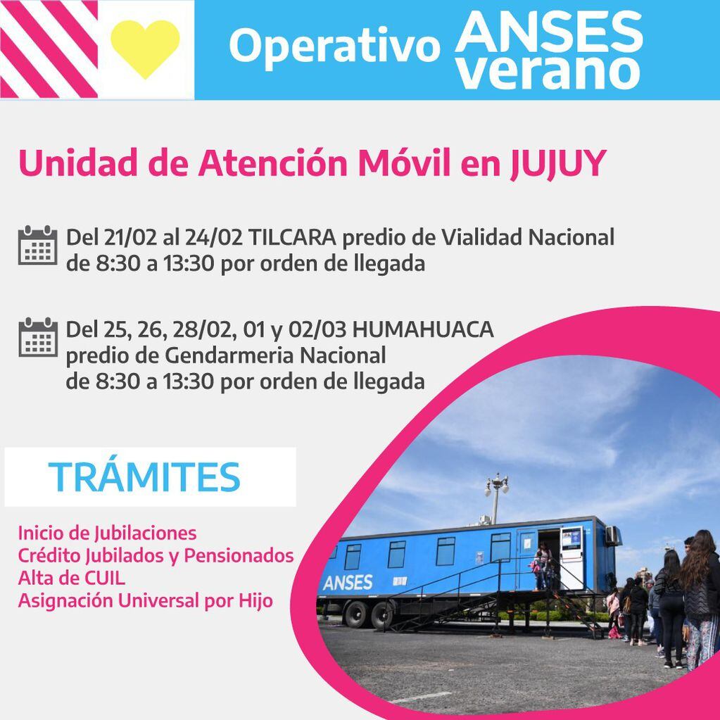 El Operativo Verano de la ANSES llegó Jujuy, con una UDAM que atenderá en Tilcara y Humahuaca durante los días de carnaval.