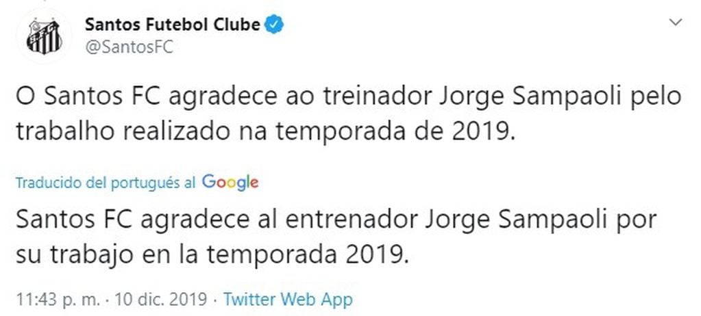 (Twitter: @SantosFC)