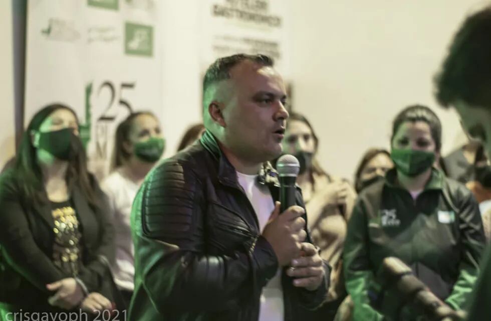 Pablo Santín, candidato a secretario general de UTHGRA Mar del Plata, encabezó la presentación de la Lista Verde.