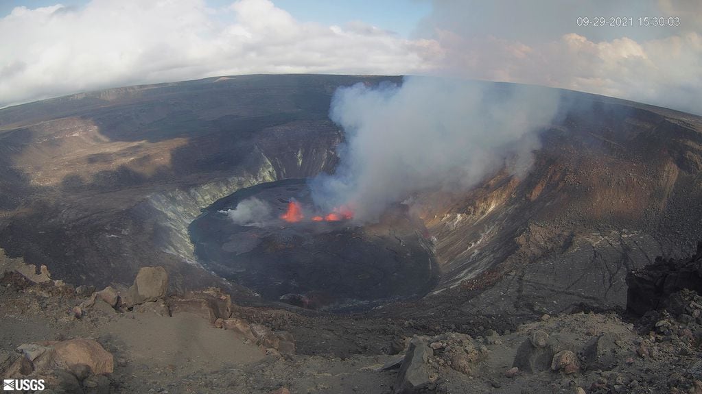 Así se veía el volcán Kilauea al momento de la erupción.