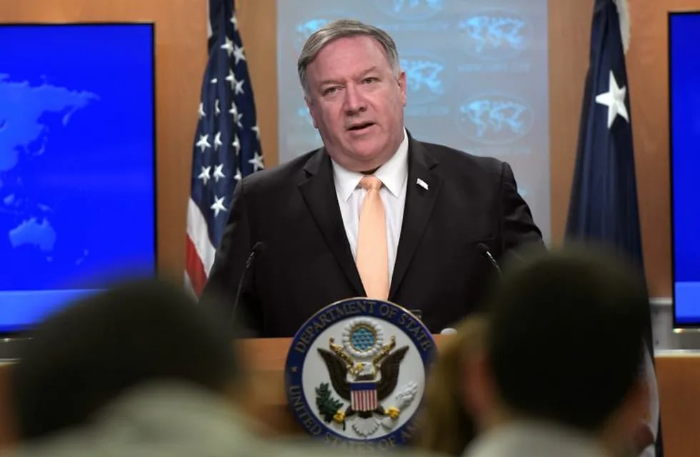 Secretary of State Mike Pompeo speaks during a news conference on Monday, April 22, 2019, at the Department of State in Washington. (AP Photo/Sait Serkan Gurbuz)