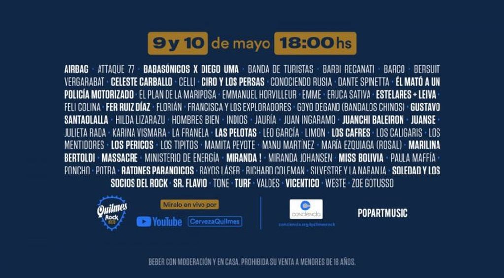 Vuelve el Quilmes Rock: más de 50 artistas se unen con un fin solidario