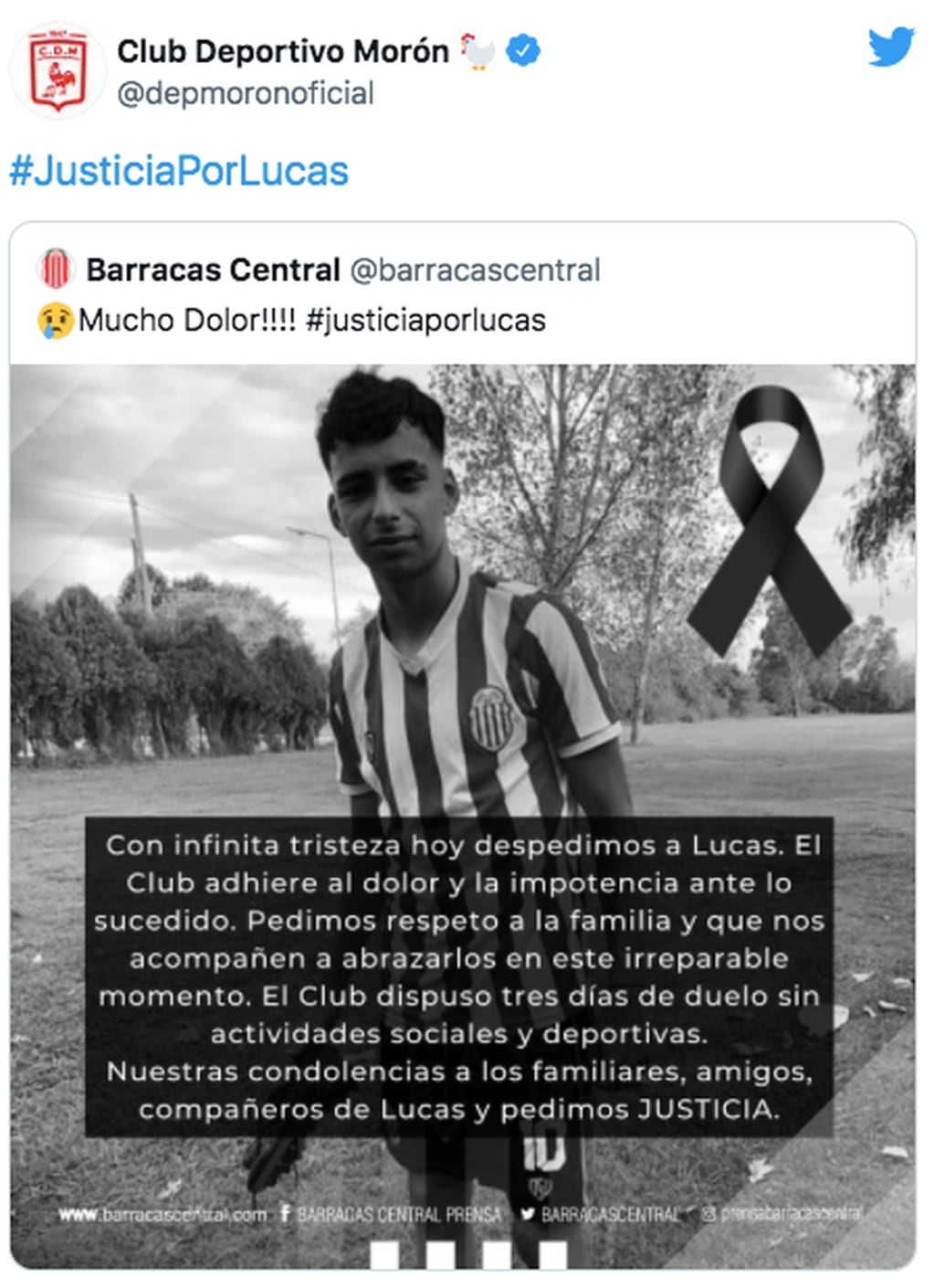 El pedido de Justicia por Lucas de los clubes del fútbol argentino.