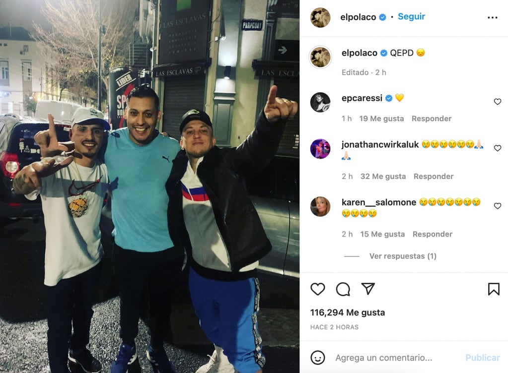 La foto que compartió El polaco tras el fallecimiento de El noba.