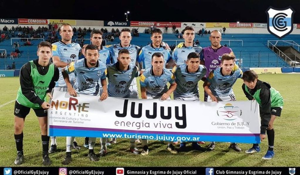La formación de Gimnasia de Jujuy, que empató este viernes con Brown de Adrogué en el estadio "23 de Agosto".