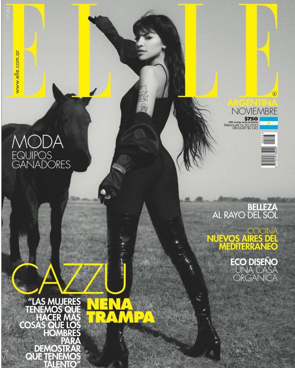 Cazzu en la edición de noviembre de "Elle Argentina".