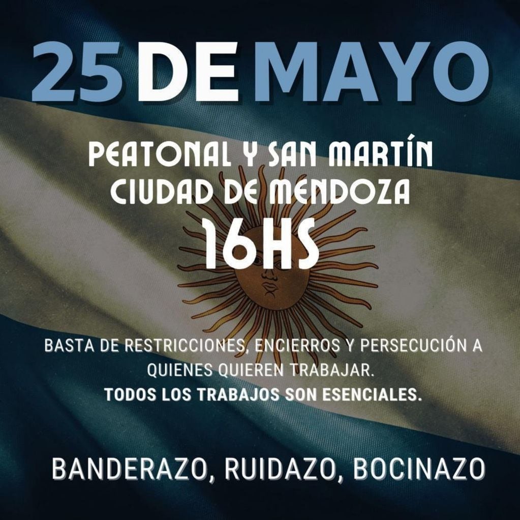 La convocatoria para 25M en Mendoza es para las 16 en Peatonal y San Martín.