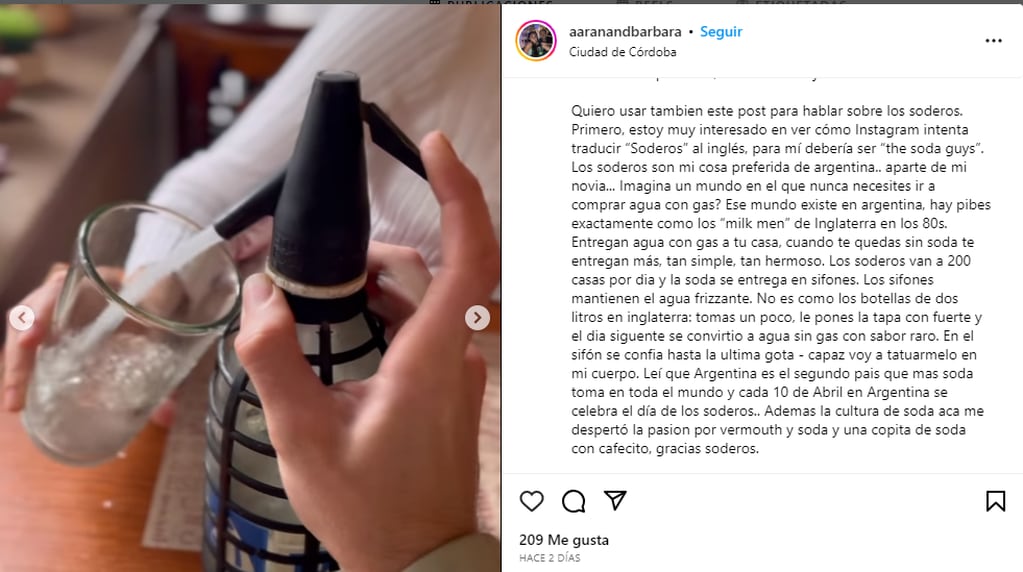 El joven publicó en su Instagram un ensayo sobre los soderos y se hizo viral