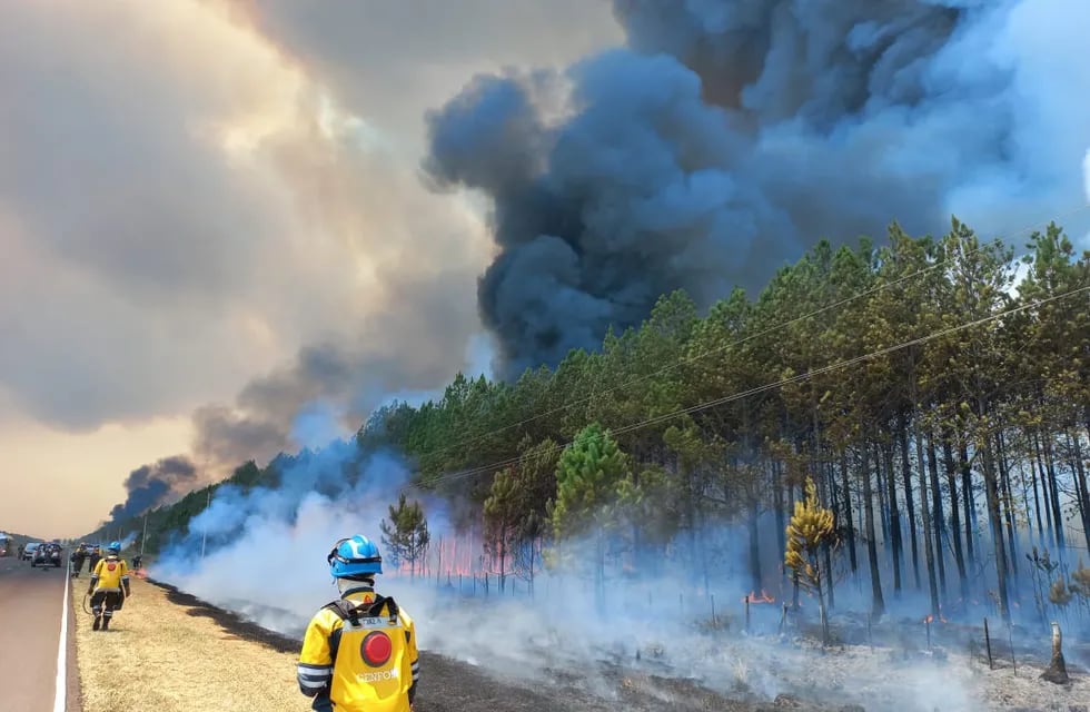Una delegación cordobesa ayuda en el combate de incendios en Corrientes.