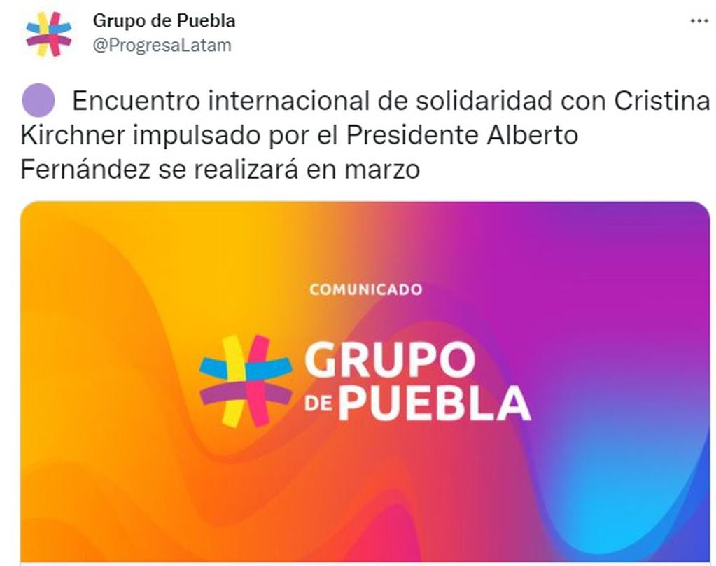 Grupo de Puebla confirmó la postergación del evento.