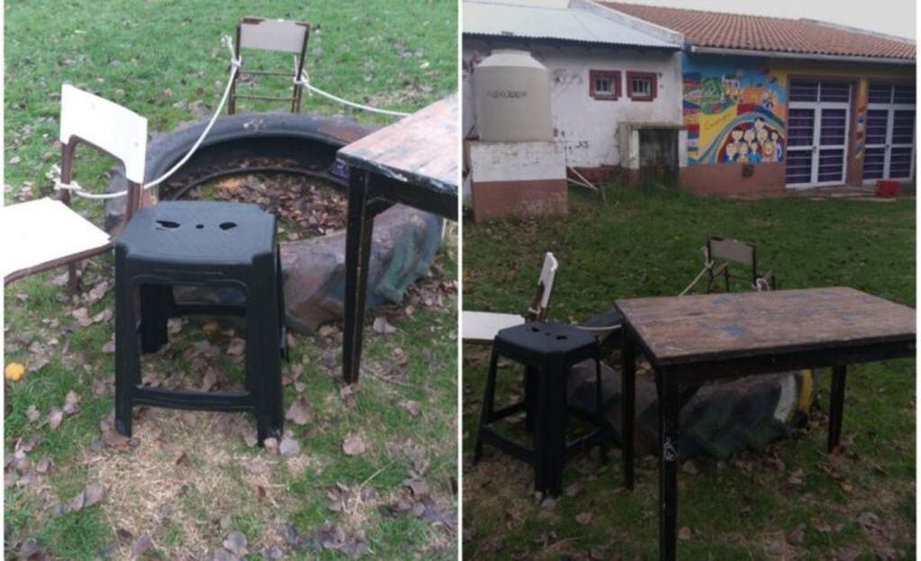 Los alumnos acudieron antes al colegio para llevar adelante la protesta.