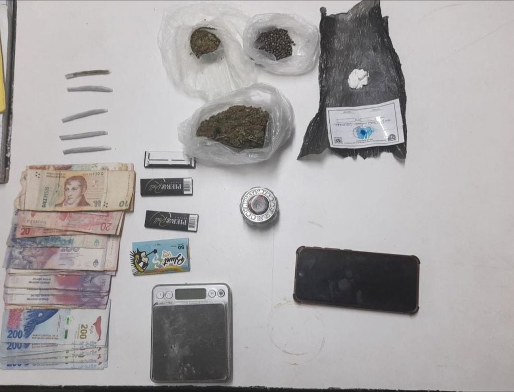 La policía antinarcóticos incautó cocaína y marihuana en San Martín y Las Heras.