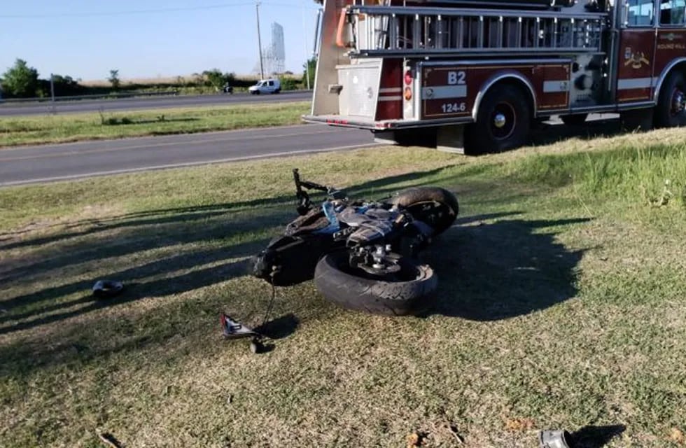 Malagueño: motociclista sufrió de fractura expuesta tras un accidente de tránsito