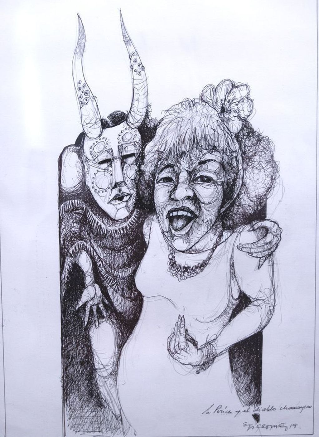 La “Perica” (una amiga de Elicetche) y el diablito chamuyero.