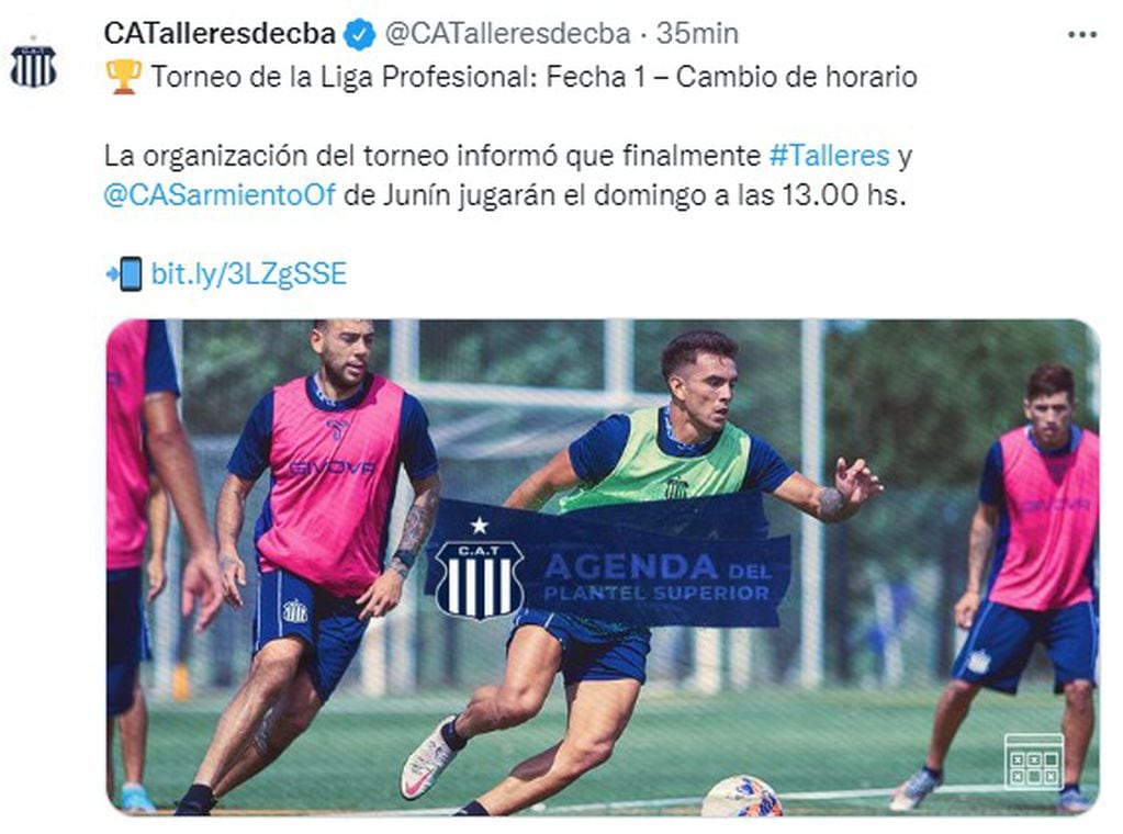 El debut de Talleres en Liga Profesional será este domingo, a las 13 ante Sarmiento.