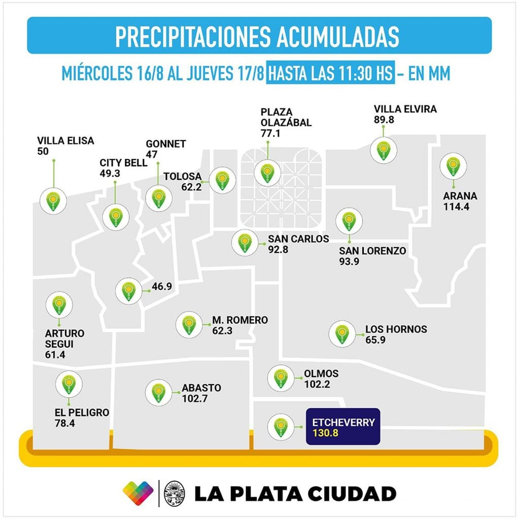 Los barrios más afectados en La Plata por el fuerte temporal.