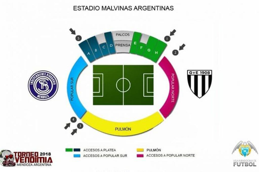 Así será la distribución en el estadio "Malvinas Argentinas" para el superclásico.