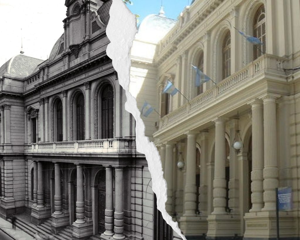 Un antes y después del Banco de Córdoba. (Foto antigua: Banco de Córdoba. Sin datos. Inventario Nº 102. Archivo Histórico Municipal de Córdoba / Foto actual: banco web)