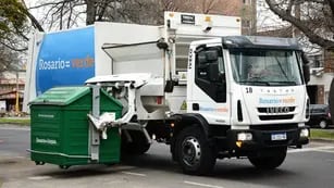 Camión recolector de residuos en Rosario