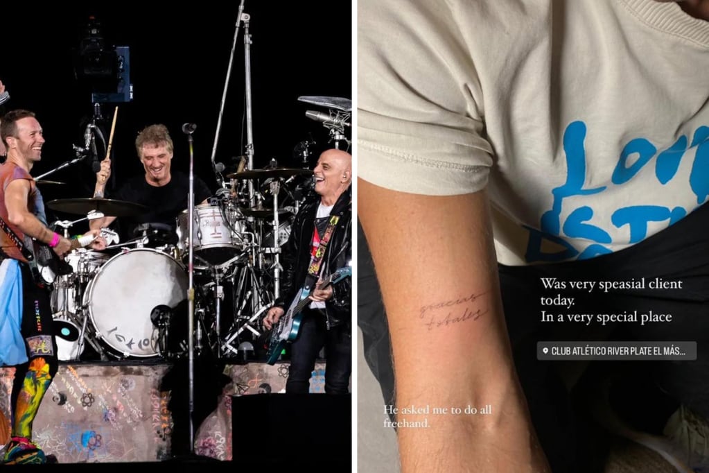 Chris Martin se tatuó en el brazo "Gracias totales" y los argentinos deliran.