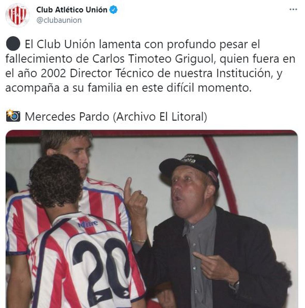 Unión recordó a Carlos Griguol.
