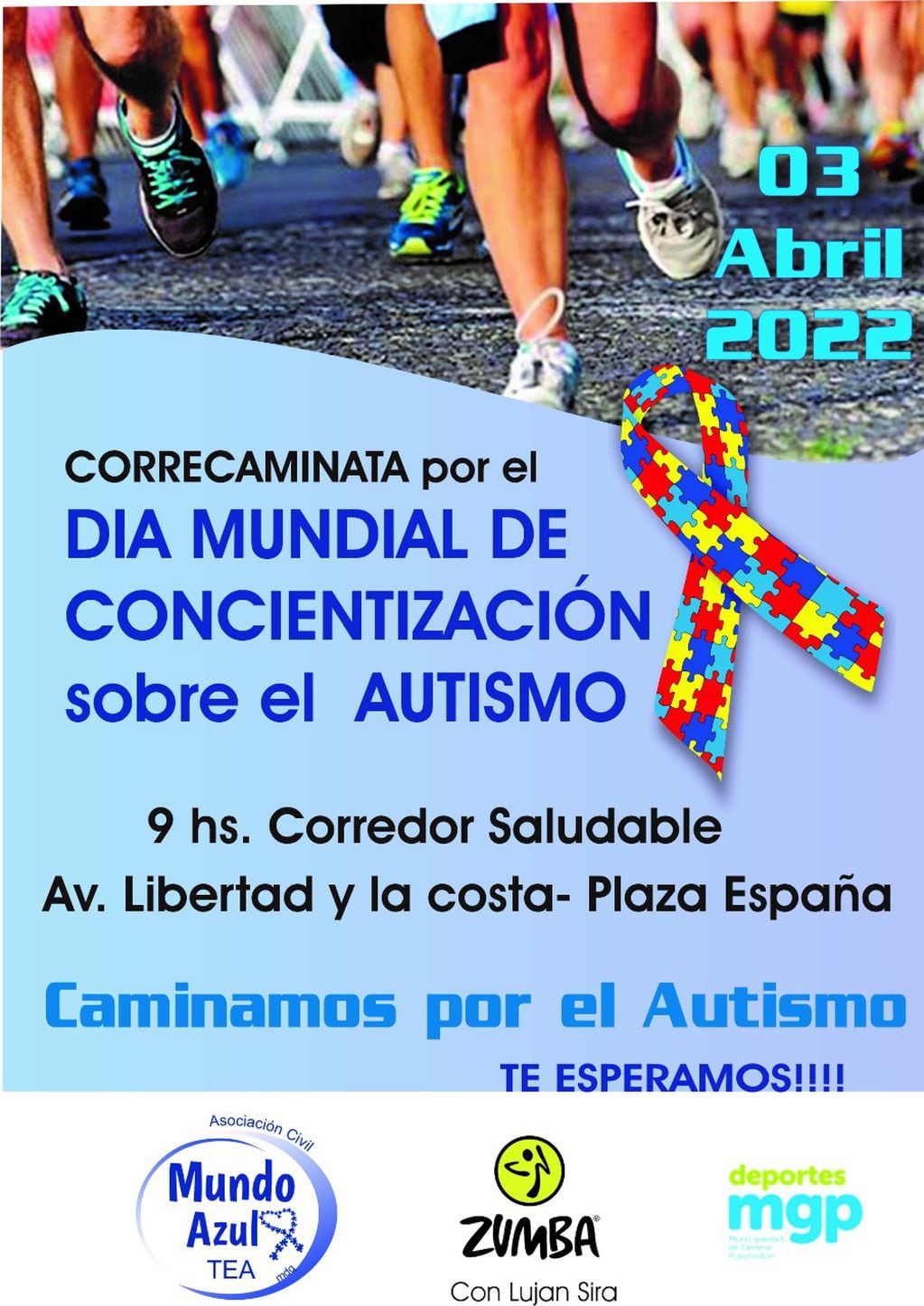 la Asociación “Mundo Azul Tea Mar del Plata” realizará una correcaminata en el corredor saludable en conmemoración del Día Mundial de la Concienciación sobre el Autismo