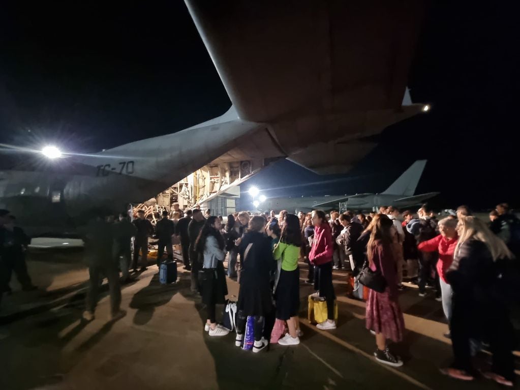 Los 244 argentinos arribaron a Roma desde Tel-Aviv en el Hércules y el Boeing 737. Foto: Cancillería Argentina.