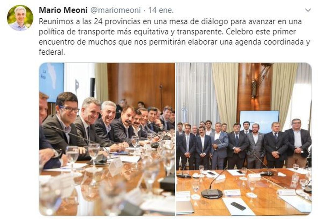 Mario Meoni expresó a través de Twitter su apoyo al acuerdo (web).