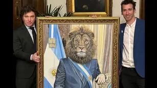 Un artista plástico entrerriano le regaló una pintura al Presidente Javier Milei